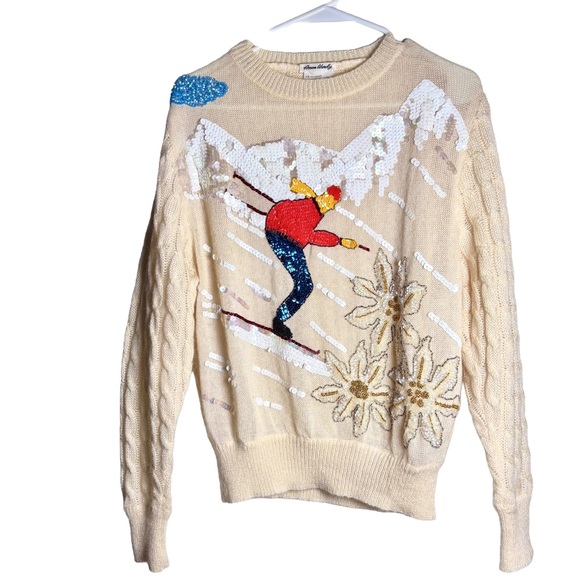 Vintage Amen Wardy Ski Sweater with Embroidered Design,...